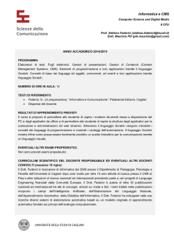 Informatica e CMS - Corso di Laurea in Scienze della Comunicazione
