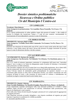 Dossier sintetico problematiche Sicurezza e Ordine pubblico Civ del