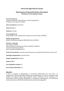 Programma - Medicina - Università degli Studi di Catania