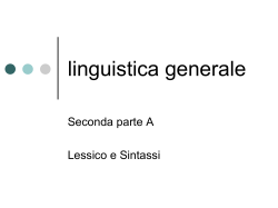 Linguistica Generale - Seconda Parte