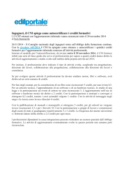 Ingegneri, il CNI spiega come autocertificare i crediti