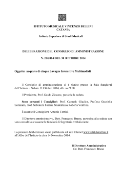 Deliberazione Cda n. 20-2014 - Istituto Musicale Vincenzo Bellini