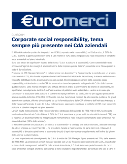 Corporate social responsibility, tema sempre più presente nei CdA
