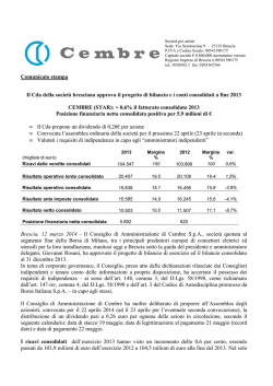 Comunicato Cda bilancio 2013 ver110314