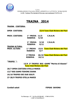 CALENDARIO TRAINA 2014 - Tuna Club Riviera dei Fiori