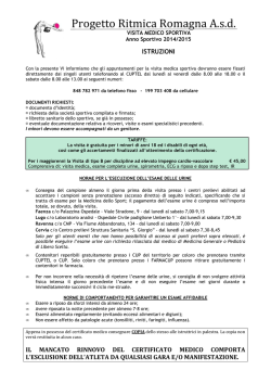 Promemoria Visita medico sportiva attività agonistica