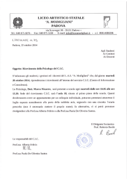 Circ 75_Ricevimento Psicologo CIC - Liceo artistico "A. Modigliani"