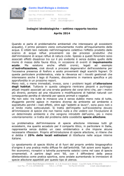 Settimo rapporto tecnico - La fauna ittica e le specie alloctone