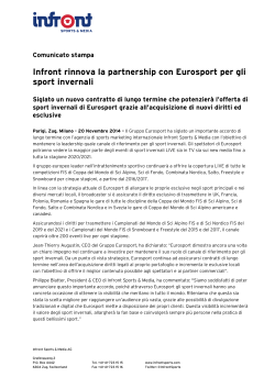 Infront rinnova la partnership con Eurosport per gli sport invernali