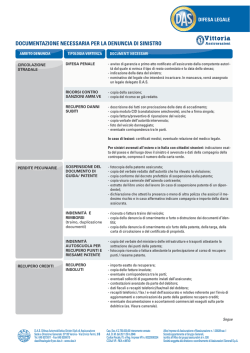 Documentazione denuncia di sinistro