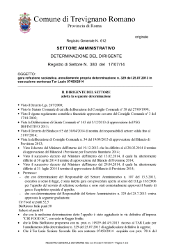 Determinazione n. 380/2014 - Comune di Trevignano Romano