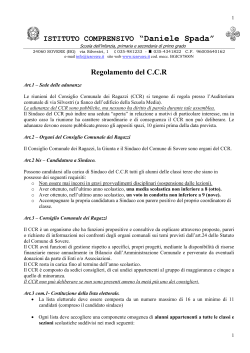 ISTITUTO COMPRENSIVO “Daniele Spada” Regolamento del C.C.R