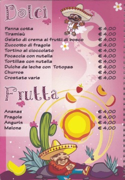 Menù Dolci e Bevande