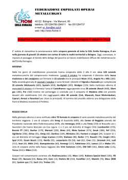 Iniziative sciopero metalmeccanici Emilia Romagna 8 ottobre