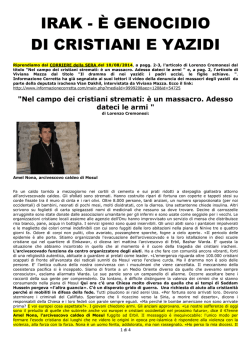 irak - &egrave; genocidio di cristiani e yazidi