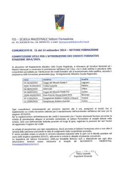 Comunicato n. 21 del 14/09/2014 Gare Crediti