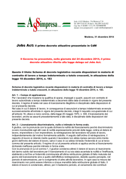 Jobs Act: il primo decreto attuativo presentato in CdM