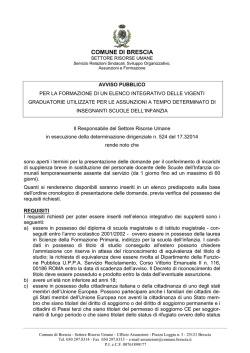avviso e modello di domanda per elenco integrativo graduatorie
