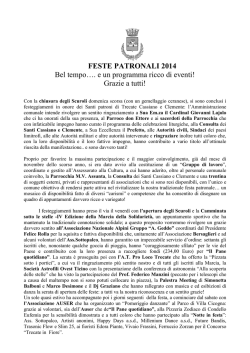 FESTE PATRONALI 2014 Bel tempo&hellip;. e un programma ricco di