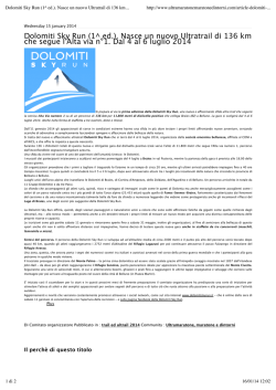 Dolomiti Sky Run (1^ ed.). Nasce un nuovo Ultratrail di 136 km che