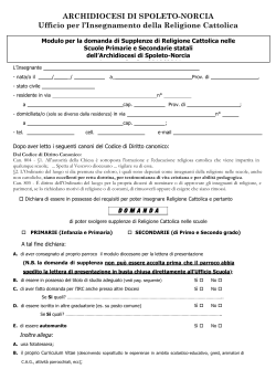 domanda per supplenze 2014-15 - Arcidiocesi di Spoleto