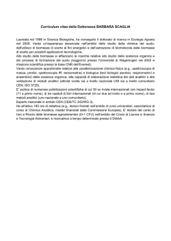 Curriculum vitae della Dottoressa BARBARA SCAGLIA