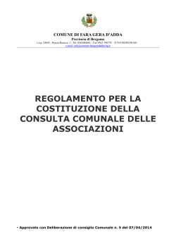 regolamento per la costituzione della consulta comunale delle