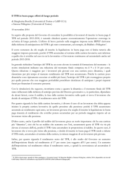 Il TFR in busta paga: effetti di lungo periodo di Margherita Borella