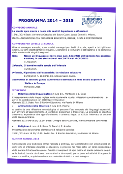 PROGRAMMA 2014 – 2015 - Associazione Culturale Il Rischio