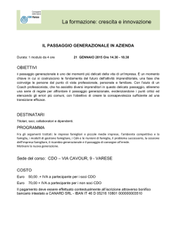 il passaggio generazionale in azienda