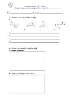 Test di Chimica Organica I 16/04/2014 Form E