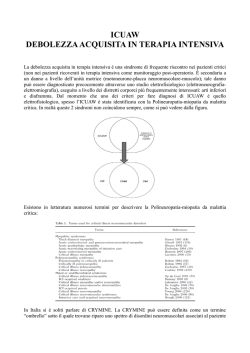 ICUAW DEBOLEZZA ACQUISITA IN TERAPIA INTENSIVA