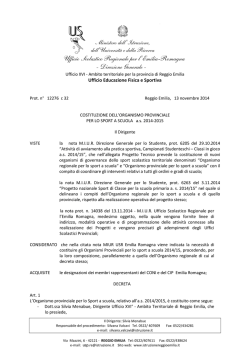 Decreto ORGANISMO PROV.LE - Ufficio Scolastico di Reggio