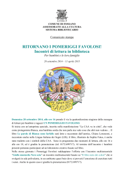 RITORNANO I POMERIGGI FAVOLOSI!