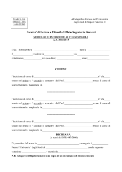 domanda corsi singoli 2014-15 - Universit&agrave; degli Studi di Napoli