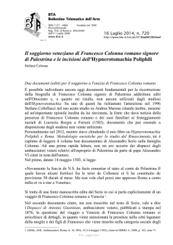 Il soggiorno veneziano di Francesco Colonna romano signore di