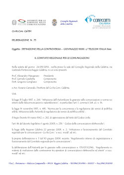 Delibera n. 75/2014 - Corecom - Consiglio regionale della Calabria