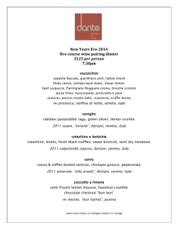 New Years Eve 2014 five course wine pairing dinner $125