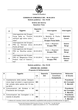 Ordine del Giorno della seduta del Consiglio Comunale dell