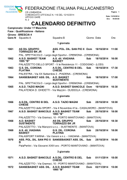 Calendario FIP Prima Fase