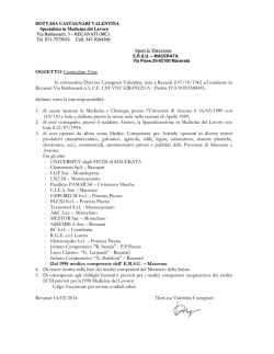 Spett.le Direzione OGGETTO: Curriculum Vitae Io sottoscritta