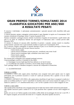 Regolamento GP Tornei/Simultanei - Federazione Italiana Gioco