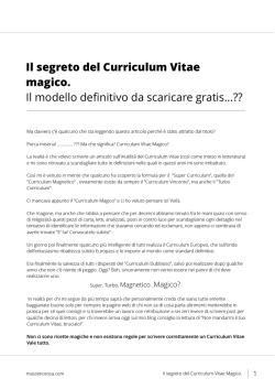 Il segreto del Curriculum Vitae magico.