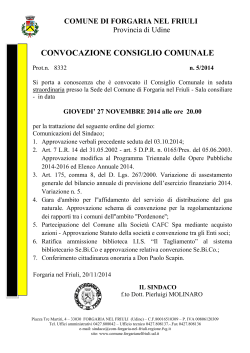 AVVISO CONVOCAZIONE CC n. 5 del 27 11 2014