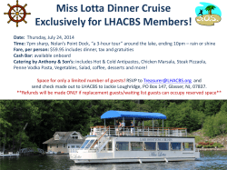 Miss Lotta Dinner Cruise Exclusively for LHACBS