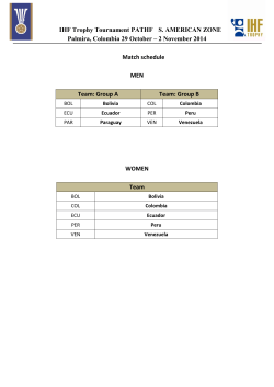 2 November 2014 Match schedule MEN Team: Group A