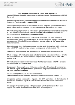 INFORMAZIONI GENERALI SUL MODELLO 730