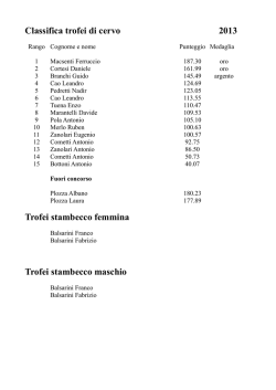 Guarda la classifica &ldquo;cervo&rdquo;