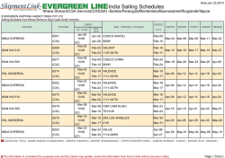 India Sailing Schedules