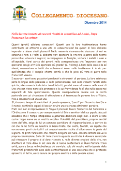 Nella lettera inviata ai vescovi riuniti in assemblea ad Assisi, Papa